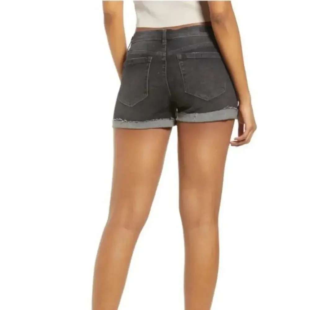 BLANKNYC The Fulton Roll Up Black Denim Shorts Size 27 New w/ Tag MSRP $68